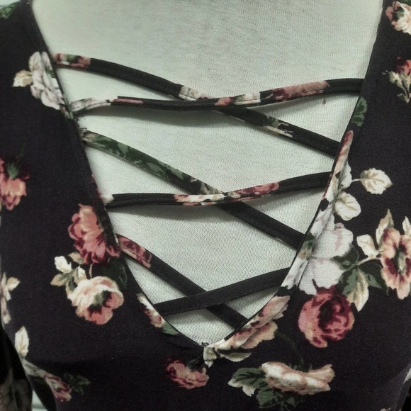 No Comment Bell Sleeve Dress Womens Large Floral - Picture 4 of 8